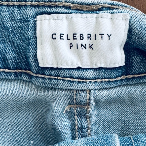 Women's Celebrity Pink Blue Denim Shorts - Picture 4 of 9